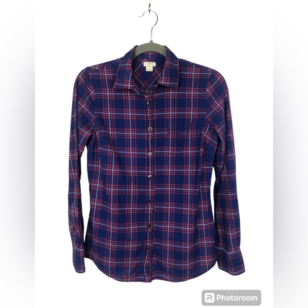 J. Crew Factory Long Sleeve Plaid Button Shirt Fitted Lightweight Cotton